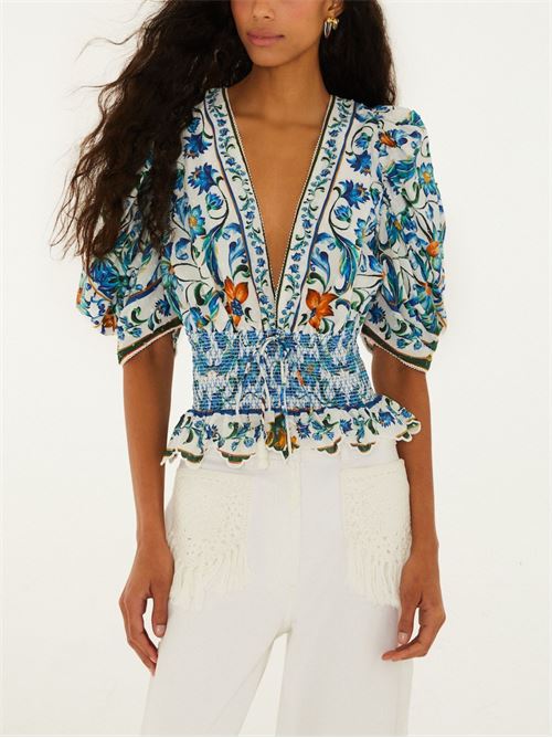Flora Tile Shirt FARM RIO | 348831FLORATILEOFFWHITE26038